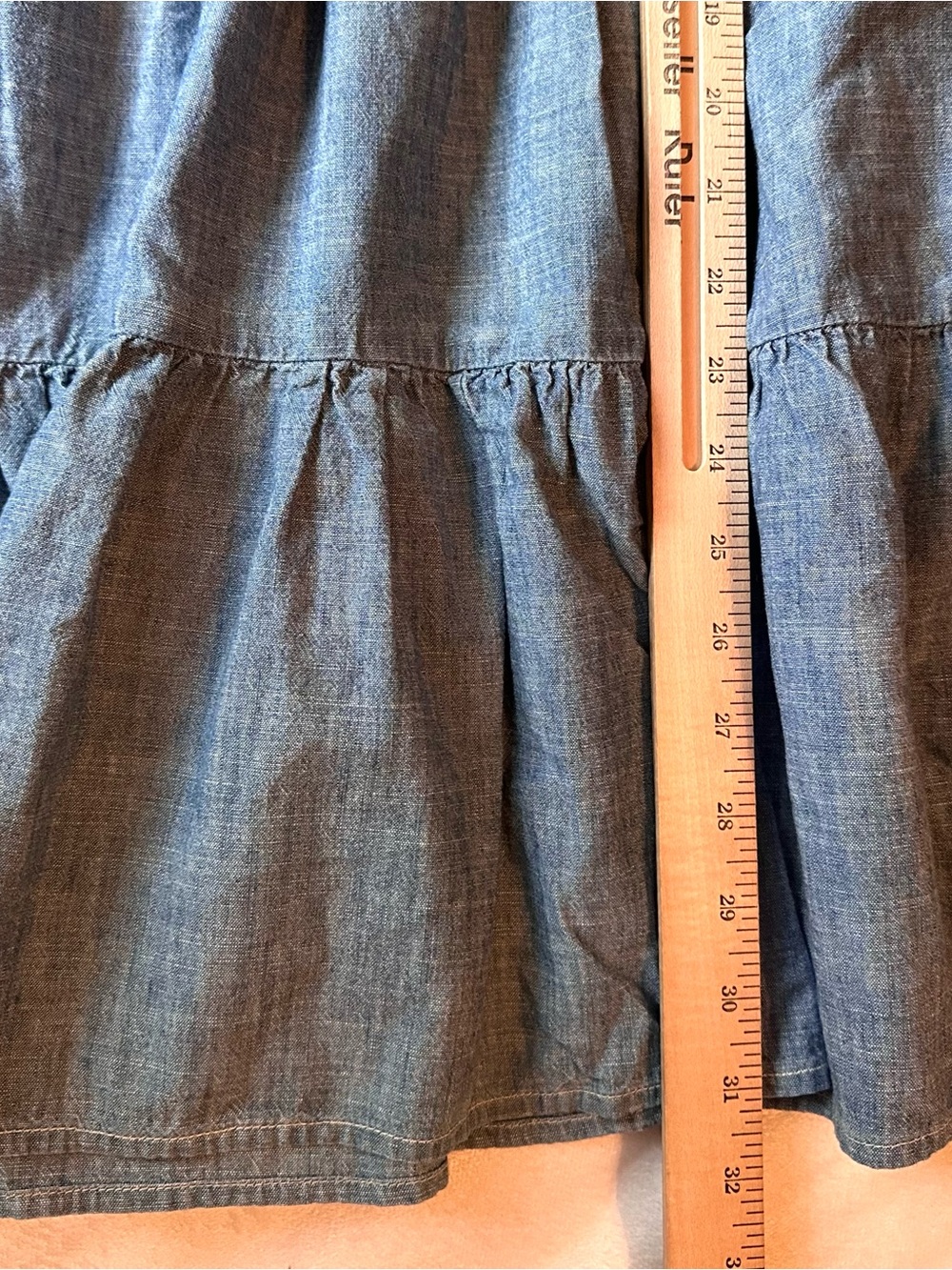 Polo Ralph Lauren Blue Chambray Tiered Long Sleeve Shirt Dress Girls 14 Collar - Picture 3 of 8